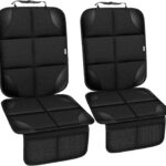 Meolsaek Car Seat Protector for Child Car Seat, Durable 600D Fabric Waterproof Car Seat Cover with Thick Pad Non-Slip Backing，No Imprints (Black 2pcs)