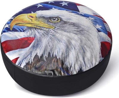 Spare Tire Cover, Wheel Cover with American Eagle US Flag PVC Leather Waterproof Dust-Proof Universal Fit for Jeep Trailer RV SUV Camper Vehicle (14 Inch) - Image 3