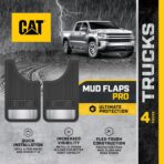 Caterpillar Heavy Duty Splash Guards Pro Mud Flaps Fenders - Ultra Tough Dirt/Slush Protection with Night Reflectors - Easy Installation (CAGD-080+CAGD-080_ALT) Front/Rear Tires, 4 Count (Pack of 1) - Image 2