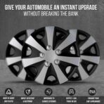 Hubcaps 4-Pack Kit, 14 inch Hub Caps Set of 4 Wheel Covers with Universal Snap-On Retention Rings, 2-Tone ABS Plastic Black and Silver Car Rims for All Models (SG-5051-DP-14) - Image 4