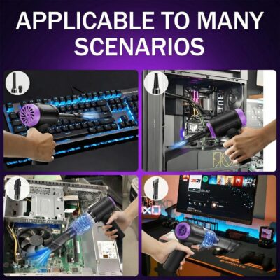 14.5KPA Computer Keyboard Vacuum Cleaner &110000RPM Electric Air Duster 3-in-1,Replaces Canned Air,for PC Tower & Car Laptop Sewing Machine Portable Keyboard Vac USB Desk Crumbs Dust Cleaners - Image 6