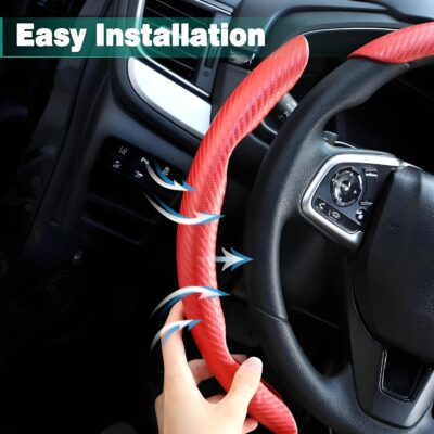 3 Pcs Carbon Fiber Car Steering Wheel Cover, Anti-Skid & Scratch-Proof,Segmented, Butterfly Thin Steering Wheel Cover Men/Women Universal Fit 14.5"-16" Wheel Covers for Cars/Truck/SUV - Image 6