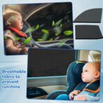Nuanchu 4 Pack Car Window Shade Seat Sun Protection Cover Breathable Mesh Front Rear Universal Automotive Window Cover for Family Camping Privacy Blackout Front(23'', 22-43'') Rear(21'', 22-43'') - Image 3