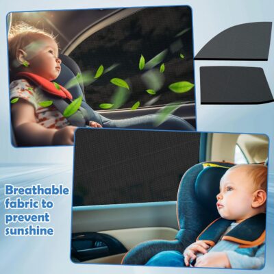 Nuanchu 4 Pack Car Window Shade Seat Sun Protection Cover Breathable Mesh Front Rear Universal Automotive Window Cover for Family Camping Privacy Blackout Front(23'', 22-43'') Rear(21'', 22-43'') - Image 3