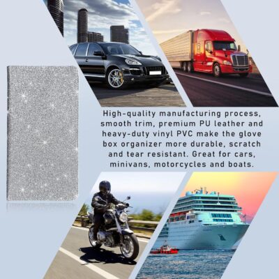 Ziciner Car Registration and Insurance Holder, Auto Card Document Glove Box Organizer with Magnetic Closure, Universal Vehicle Interior Accessories for Cars SUVs (Silver-Large) - Image 6