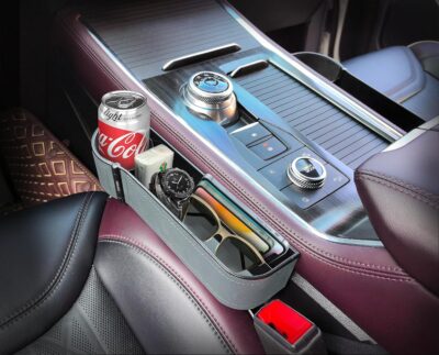 Car seat gap filler organizer, 2 Pack multifunctional car seat organizer, car console side storage box can Holders phone, sunglasses, car keys, change(Gray) - Image 4