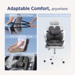 Lumbar Support Pillow for Office Chair - Lower Back Pain Relief Cushion with Adjustable SpineAlign™ Bolster, Memory Foam Pillow for Car, Couch, Gaming Seats - Dual Straps, Dark Grey - Image 6