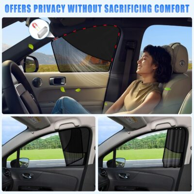 ZATOOTO Car Window Shades Front Window Sun Shade Half Blackout & Half See-Through Car Window Cover for Driver Side Privacy and Visible in One Magnetic Universal for Most Cars for Camp, Travel, Nap - Image 4