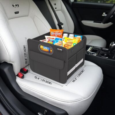 Homeve Trunk Organizer, Car Storage, Reinforced Handles, Collapsible Multi-Compartment Car Organizers, Foldable, Waterproof, 2 Compartments, Suitable for Car Accessories, SUV (Black, Standard) - Image 5