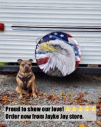 Spare Tire Cover, Wheel Cover with American Eagle US Flag PVC Leather Waterproof Dust-Proof Universal Fit for Jeep Trailer RV SUV Camper Vehicle (14 Inch) - Image 5