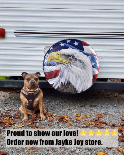 Spare Tire Cover, Wheel Cover with American Eagle US Flag PVC Leather Waterproof Dust-Proof Universal Fit for Jeep Trailer RV SUV Camper Vehicle (14 Inch) - Image 5