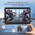Carplay Screen for Car, 7" Wireless Carplay & Android Auto, Portable HD Touchscreen with Mirror Link, GPS Navigation, Voice Control, Hands-Free Calling, Bluetooth/AUX/FM, Plug & Play Car Play Screen - Image 4