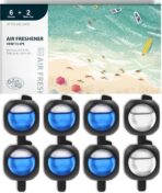 Car Air Freshener Vent Clips, 8 PK, 6 Ocean, 2 New Car Scent, Long Lasting Air Fresheners for Men & Women, Up to 240 Days, Odor Eliminator