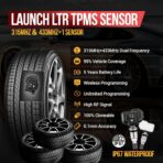 Launch TPMS Sensor, 2 in 1 Dual Frequency 315Mhz & 433Mhz Universal Programmable OEM TPMS RF-Sensor, Fit for Tire Pressure Monitoring System, Unlimited Programmability Press in 1 Sensor, Metal - Image 2