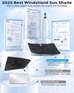 [2026 Upgraded] Weektic Truck Windshield Sun Shade for F-150/Silverado/Tundra/RAM 1500/Sierra - 5 Layers Ice Crystal Coating Blocks 99% UV, Cools Interior | 360° Swivel Handle for Easy Use - Image 5