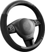 PIC AUTO Steering Wheel Cover, Silk Grain Leather Car Steering Wheel Protector, Comfortable Grip, Universal 14.5-15.5 Inch Anti-Slip Steering Wheels Accessories for Men & Women (Black) - Image 2