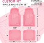 CAR PASS Heavy Duty Rubber Floor Mats 4-Piece,Pink Car Mats Full Sets Anti-Slip,Waterproof Universal Trim-to-Fit for Car SUV Truck, Durable All Weather Automotive Car Mats for Women,Girly(All Pink) - Image 2