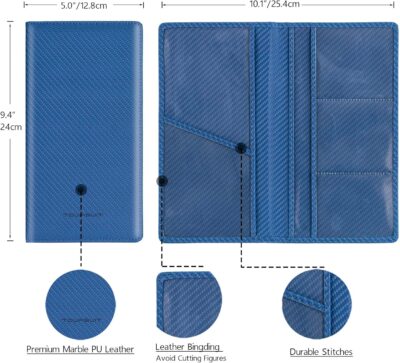 TOURSUIT Car Registration and Insurance Card Holder, Vehicle License Document Glove Box Compartment Organizer, Essential Car Wallet Case for Driver Auto Owners (Carbon Blue) - Image 4