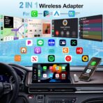 2 in 1 Wireless CarPlay and Android Auto Adapter 2025 for iPhone, Easy to Upgrade Wired CarPlay to Wireless, Mini Car Play Dongle with USB A/C for Apple iOS 10+ & Android 11+, For Cars 2016+, No Delay - Image 2
