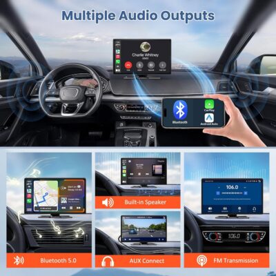 Largest 11.3" Portable Apple Carplay Screen, Wireless Car Play & Android Auto Touch Screen, Car Stereo with App View/4K Dash Cam/Backup Camera/Mirror Link/Voice Control/Music Play/GPS/Bluetooth/FM - Image 8