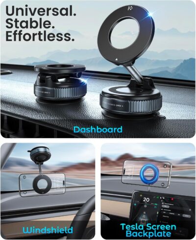 Magnetic Suction Cup Phone Mount for Magsafe, 360° Adjustable Magnetic Car Phone Holder, Pocket Size Foldable Car Mount, Cell Phone Holders for Your Car for iPhone 17 16 15 14 13 12 Series - Image 2