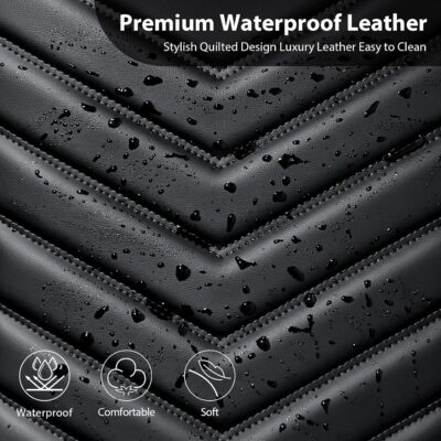 CAR PASS 3D Foam Faux Leather Car Seat Covers Full Set,Waterproof Leather Seat Cover for Cars,Luxury Universal Fit for SUV Truck Sedan Automotive, Armrest Airbag Compatible Anti-Slip, All Black - Image 9