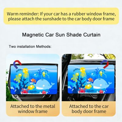 Magnetic Car Window Shade for Baby,Blackout Car Window Curtain,Car Shades for Side Windows,Sun Shade for Car Window baby,Cartoon Pattern Car Window Cover,UV Protection &Heat Blocking(Underwater World) - Image 4
