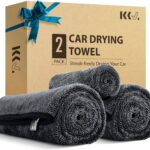 KKV 2-Pack Microfiber Towels (35"x 24") Extra Large Ultra Absorbent Drying Towel for Cars and Trucks, Without Streaks, Scratches, or Water Spots