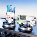 Dash Cell Phone Car Mount, Multifunctional Car Dashboard Mobile Phone Holder, 360 Rotatable Non Slip Mat Universal Car Phone Stand Hands Free, Compatible with iPhone, Samsung, Google, Android