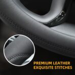Valleycomfy Microfiber Leather Steering Wheel Cover Universal 15 inch (Black) - Image 4