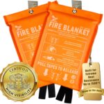 Fire Blanket - 1500F CE Certified Emergency Fire Blanket for Home and Kitchen. 500GSM Fabric & 0.5mm Thick - 100% Fiberglass Fire Extinguisher for Car,Warehouse Office - 2pc (40x40 inches) by Supa Ant