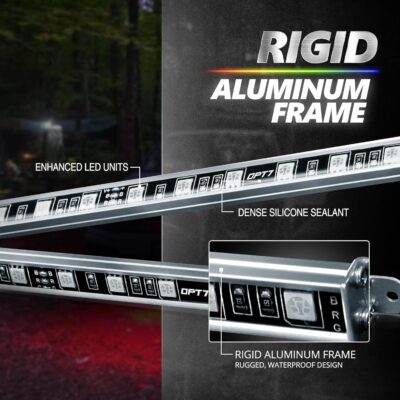 OPT7 Aura Pro Underglow LED Lights with APP & Remote Control, RGB Multicolor Mode, Music Sync, 4 PCS Waterproof Rigid Aluminum Light Bar, Exterior Underbody Lighting Kit Universal Fit for Car Truck RV - Image 3