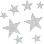 Frienda 8 Pieces Rhinestone Star Stickers Silver Bling Car Decals Crystal Diamond Self Adhesive Car Stickers Glitter Auto Emblem Decals Decoration for Bumper Window Laptops Luggage