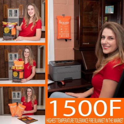 Fire Blanket - 1500F CE Certified Emergency Fire Blanket for Home and Kitchen. 500GSM Fabric & 0.5mm Thick - 100% Fiberglass Fire Extinguisher for Car,Warehouse Office - 2pc (40x40 inches) by Supa Ant - Image 5