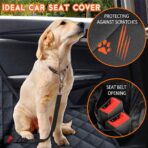 Dog Car Seat Cover, Back Seat Cover for Dogs Pet Car Seat Protector Waterproof Bench Car Seat Cover, Non-Slip Reat Seat Cover fits Middle Armrest for Most Cars Trucks SUVs - Black - Image 5