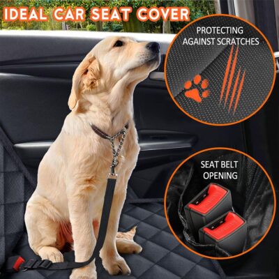 Dog Car Seat Cover, Back Seat Cover for Dogs Pet Car Seat Protector Waterproof Bench Car Seat Cover, Non-Slip Reat Seat Cover fits Middle Armrest for Most Cars Trucks SUVs - Black - Image 5