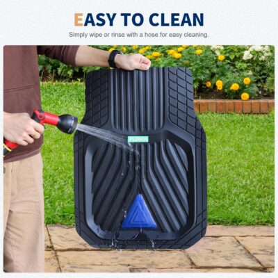 FLORICH Car Floor Mats, Heavy Duty Floor Mats for Cars, 3 Piece All-Weather Floor Mats with Anti-Slip Backing, Universal Trim-to-Fit, Waterproof Automotive Floor Mat for Cars Trucks SUV (Blue) - Image 8