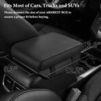 SEG Direct Car Center Console Cover, Breathable Leather Auto Armrest Cover, Memory Foam Arm Rest Cushion, Universal Car Seat Box Cover Car Interior Accessories, Black - Image 6