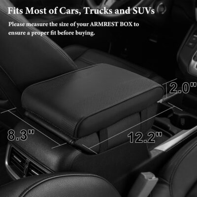 SEG Direct Car Center Console Cover, Breathable Leather Auto Armrest Cover, Memory Foam Arm Rest Cushion, Universal Car Seat Box Cover Car Interior Accessories, Black - Image 6