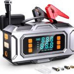 Jump Starter with Air Compressor, 8000A Car Battery Jump Starter (9.0 Gas/8.0L Diesel), 180PSI Car Battery Jumper Starter Portable 12V Jump Box with Jumper Cables, LED Light, Power Bank, LCD Display