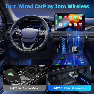 Wireless CarPlay Adapter for iPhone, CarPlay Dongle Converts Wired to Wireless Carplay, Plug & Play Mini Size CarPlay Adapter Compatible with iOS 10+, Fast Stable Connection, No Latency - Image 2