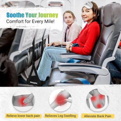 2-Pack Foot Hammock for Plane Travel, No Collapse Thickened Bamboo Airplane Foot Rest with Extended Adjustment Strap, Portable Desk Foot Hammock to Relax Your Feet, Foot Sling Travel Essentials(Black) - Image 4