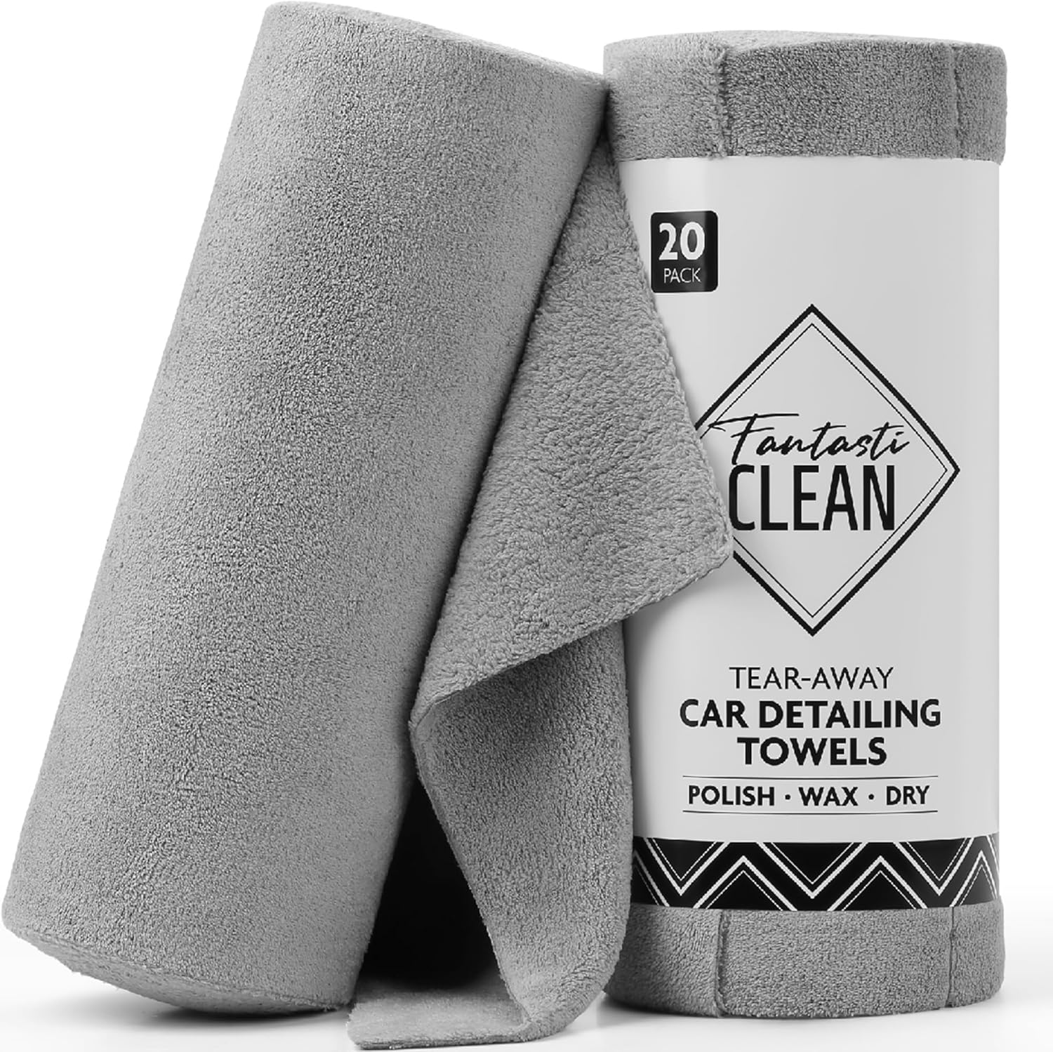81R0WumlxBL._AC_SL1500_.jpg Fantasticlean Microfiber Towels for Cars, Tear Away Car Detailing Cloth Roll, RV Boat Drying Polishing, Edgeless Plush, Coral Fleece, Ultra Absorbent, Scratch-Free, 14" x 14", 20 Pack (Grey) - Image 1