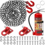 RC Simulation Fire Extinguishers Metal Trailer Tow Hooks Winch Hook w/Trailer Chain Decoration Part Compatible with Traxxas TRX4 Axial SCX10 Tamiya D90 1/10 RC Crawler