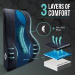 Samsonite Memory Foam Lumbar Support Pillow, Ergonomic Back Cushion for Office Chair, Gaming Chair, Auto Back Support with Cooling Gel, Home Essentials for Sitting Comfort, Posture Relief, Black Mesh - Image 3