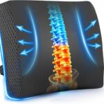 Lumbar Support Pillow for Car: Ergonomic Memory Foam Lumbar Pillow for Long Drives, Lower Back Support for Pain Relief, Dual Adjustable Straps, Back Cushion for Car Seat, Office Chair - Black