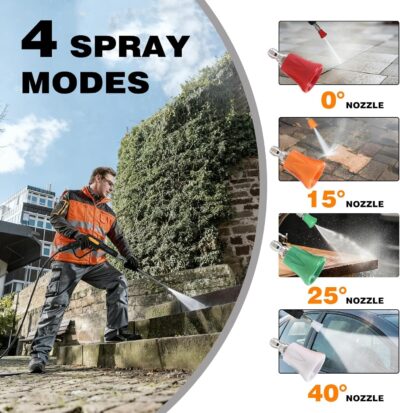 YOKING Pressure Washer, Max 150 bar, 12L/min, PM Inverter 3HP Motor,Horizontal Triplex Pump,60dB Quiet,with 7 Nozzles, Power Washer for Patios, Decks, & Sidewalks - Image 6