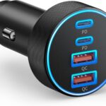 Car Charger USB C, 4-Port 90W Super Fast Charging Car Phone Charger Accessories Dual USB-C & USB-A Cargador Carro Cigarette Lighter Adapter for iPhone 17 16 15 14 13 12, iPad, Galaxy, Tablet, Android