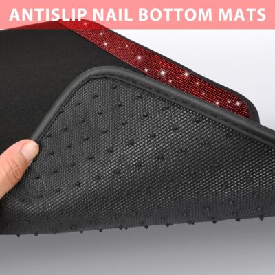 CAR PASS Bling Diamond Car Floor Mats, Shining Rhinestone Carpet Sparkly Glitter Crystal with Anti-Slip PVC Heel Pad Waterproof Universal Fit Automotive SUV,Sedan,Van,Cute Girl Women,4pcs Black Red - Image 7