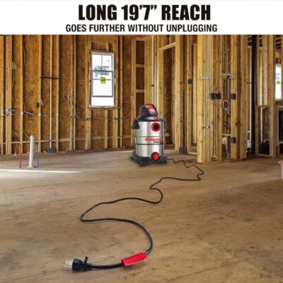 Shop-Vac 12 Gallon 6.0 Peak HP Wet/Dry Vacuum, Stainless Steel Tank, 3 in 1 Function Portable Shop Vacuum with Attachments, Drain Port, Ideal for Jobsite, Garage & Workshop. 5926211 - Image 3